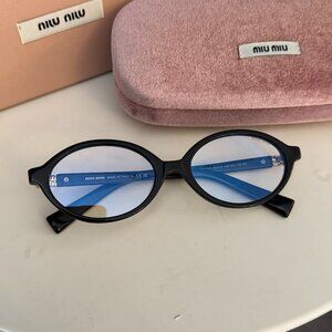 Miu Miu Round Black Designer Eyeglasses Chic Minimal Frame
